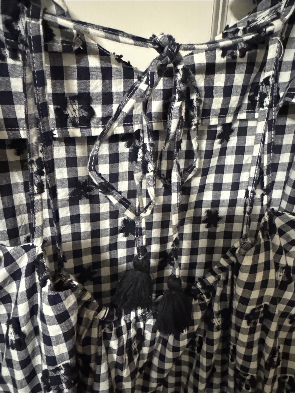 Madewell Black & White Gingham Maxi Dress with Ruffle Straps - Picture 5 of 10